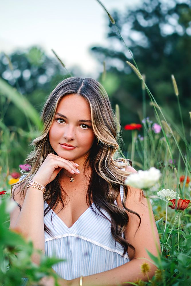 Portrait in a field of wildflowers